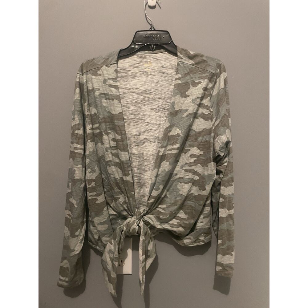 Belle by Kim Gravel Open Front Cardigan Women Camouflage Long Sleeve Lightweight